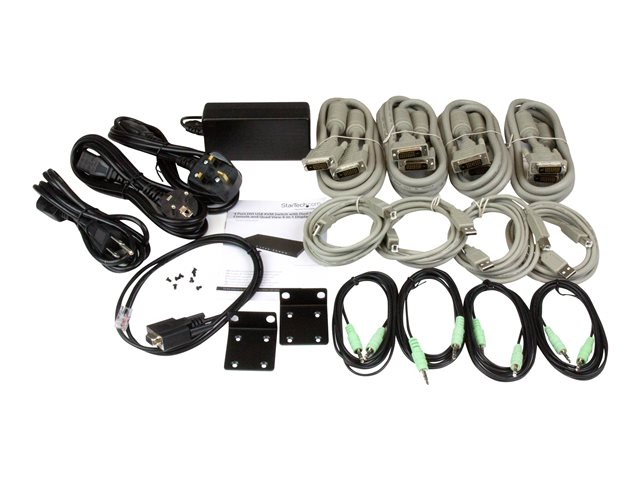 StarTech.com 4 Port DVI USB KVM Switch with Dual DVI Console and Quad View 4-in-1 Display - KVM Switch with Quad Screen Splitter (SV431DVIUAQV) - KVM / audio / USB switch - 4 x KVM / audio / USB - 1 local user - desktop, rack-mountable - for P/N: SVA