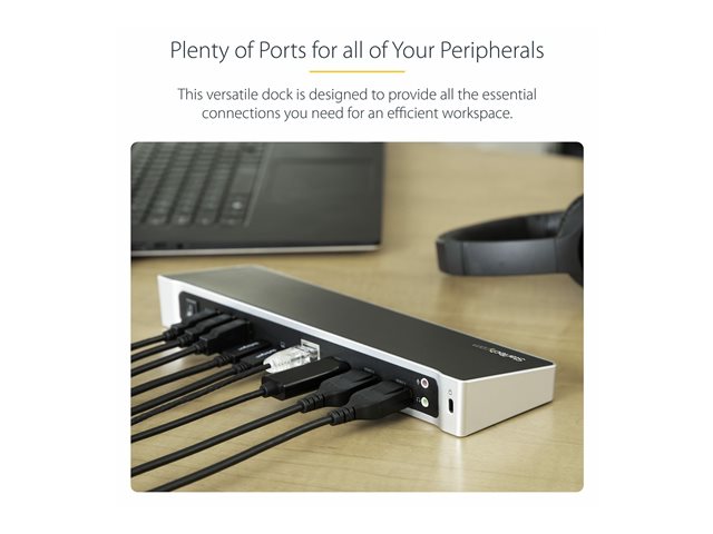 StarTech.com USB-C Dock, 4K Triple Monitor USB Type-C Docking Station with Dual DisplayPort & HDMI, 100W Power Delivery + Charging, USB 3.0/3.1 Gen 1 Hub (1x USB-C + 4x USB-A) w/ Ethernet - 100W PD Laptop Dock (DK30CH2DEPUE) - Docking station - USB-C - HDMI, DP - 1GbE - 100 Watt - TAA Compliant