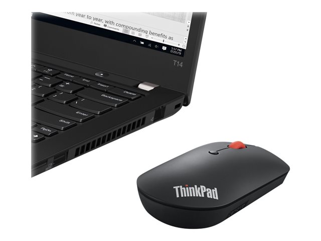 Lenovo ThinkPad Silent - Mouse - right and left-handed - blue optical - 3 buttons - wireless - Bluetooth 5.0 - black - retail