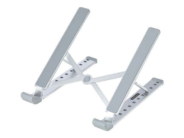 StarTech.com Foldable Laptop Riser Stand, Portable Height Adjustable Ergonomic Laptop Stand, Ventilated Aluminum Frame Supports 22lb (10Kg), Tilt/Raised/Angled Laptop/Tablet Stand, Collapsible Design - Notebook stand - desktop - up to 15.6\" - silver