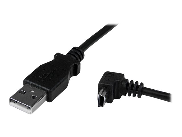 StarTech.com Down Angle Mini USB Cable - 2m - Black - USB A to Mini USB B - USB to Mini USB Cable - Mini USB Charger - USB A to Mini B (USBAMB2MD) - USB cable - USB (M) to mini-USB Type B (M) - USB 2.0 - 2 m - 90° connector, molded - black