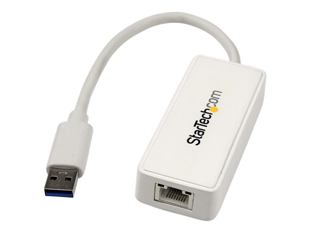 StarTech.com USB 3.0 to Gigabit Ethernet Adapter NIC w/ USB Port (White) - USB 3.0 NIC - 10/100/1000 Mbps USB 3.0 LAN Adapter (USB31000SPTW) - Network adapter - USB 3.0 - Gigabit Ethernet - white