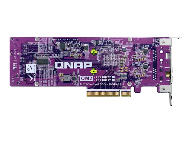 QNAP QM2-2P410G2T - Storage controller - M.2 - PCIe 4.0 x4 (NVMe) - low profile - PCIe 4.0 x8 - for QNAP TDS-h2489FU-4309Y-64, h2489FU-4314, h2489FU-4314-128, TS-h1290, TVS-h1288