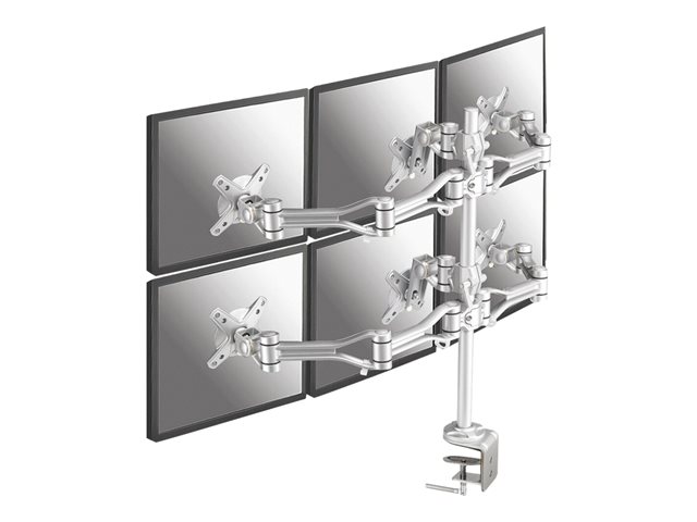 Neomounts FPMA-D1030D-6 - Mounting kit - full-motion - for 6 LCD displays - silver - screen size: 10\"-18\" - clamp mountable, desk-mountable