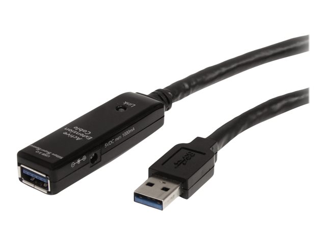 StarTech.com 3m USB 3.0 Active Extension Cable - M/F - 3m USB 3.0 Extension Cable - USB 3.0 repeater Cable (USB3AAEXT3M) - USB extension cable - USB Type A (M) to USB Type A (F) - USB 3.0 - 3 m - active - black - for P/N: PEXUSB3S42V, PEXUSB3S44V, ST7300USB3B, SVA5H2NEUA, USB3SAA3MBK