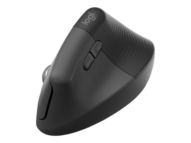Logitech Lift for Business - Vertical mouse - ergonomic - left-handed - 6 buttons - wireless - Bluetooth, 2.4 GHz - Logitech Logi Bolt USB receiver - graphite