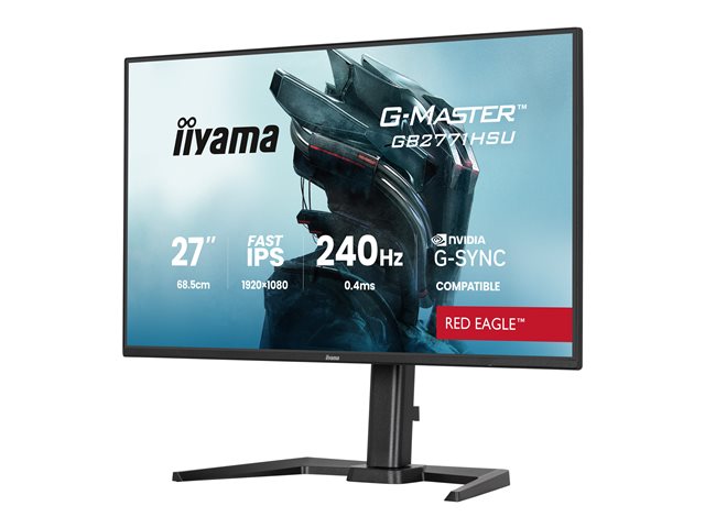 27\"WIDE LCD, G-Master Red Eagle, 1920 x 1080, 240 Hz Fast IPS panel, LED Bl., USB-Hub (1xOut v3.2 + 1xUSB-C(5 Watt)), Pivot, Height Adjust.(15cm), 350 cd/m², 1000:1 Static Contrast, 80.000.000:1 ACR, Speakers, DisplayPort(G-SYNC Compatible), HDMI(2x)
