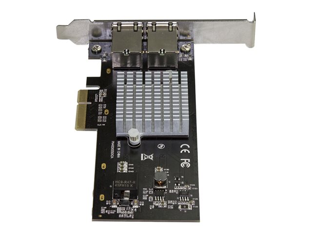 StarTech.com Dual Port 10G PCIe Network Adapter Card - Intel-X550AT 10GBASE-T PCI Express 10GbE Multi Gigabit Ethernet 5 Speed NIC 2port - Network adapter - PCIe 3.0 x4 low profile - 10Gb Ethernet x 2 - black