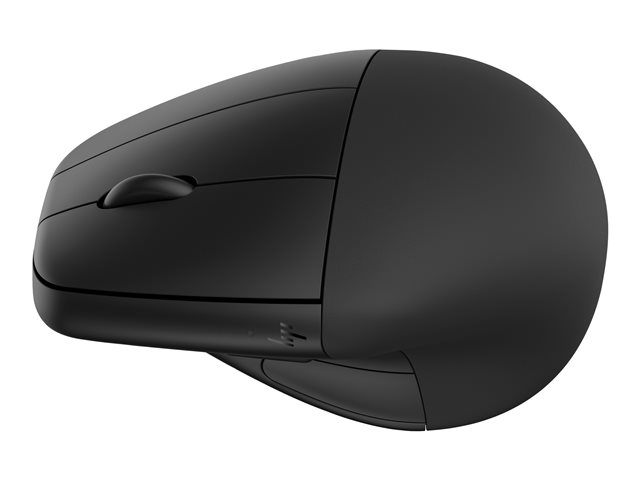 HP 925 - Vertical mouse - ergonomic - 6 buttons - wireless - Bluetooth 5.3, 2.4 GHz - USB wireless receiver - black - 100% paper-based packaging