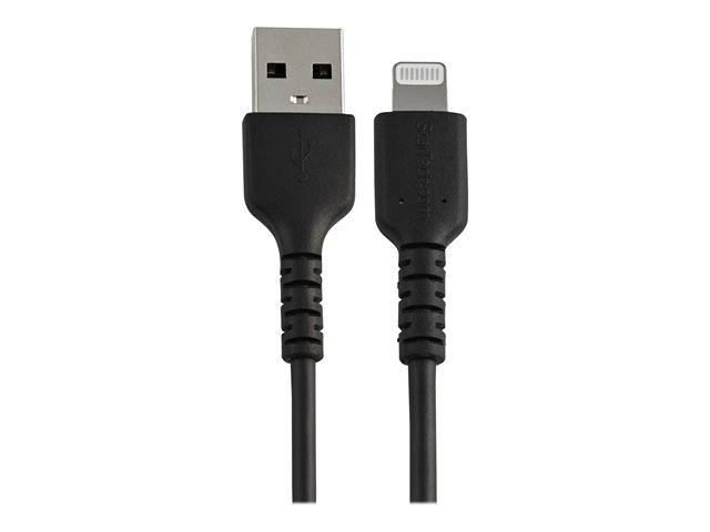 StarTech.com 15cm(6 in) Durable Black USB-A to Lightning Cable, Heavy Duty Rugged Aramid Fiber USB Type A to Lightning Charger/Sync Power Cord, Apple MFi Certified iPad/iPhone 12 Pro Max - iPhone 7/8/11/11 Pro (RUSBLTMM15CMB) - Lightning cable - USB male to Lightning male - 15 cm - black