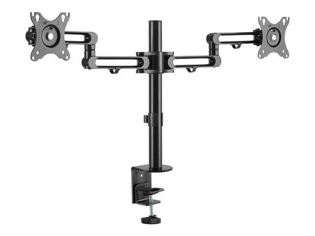 StarTech.com Desk Mount Dual Monitor Arm, Desk Clamp VESA Compatible Monitor Mount for up to 32 inch Displays, Ergonomic Articulating Monitor Arm, Height Adjustable/Tilt/Swivel/Rotating - Double Monitor Arm (ARMDUAL3) - Mounting kit - adjustable arm - for 2 monitors - aluminium - black - screen size: up to 32\" - desk-mountable