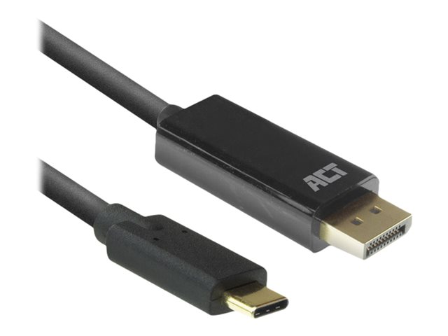 ACT - Adapterkabel - 24 pin USB-C (M) naar DisplayPort (M) - USB 3.2 Gen 1 / DisplayPort 1.2 - 2 m - ondersteuning voor 4K 60 Hz (4096 x 2160) (mDP) - zwart