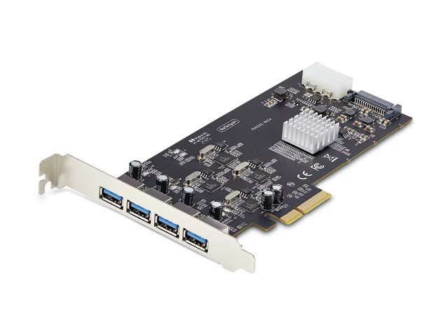 StarTech.com 4-Port USB-A PCIe Card, USB 3.2 5Gbps, 4x USB Controllers - USB adapter - PCIe 2.0 x4 - USB 3.2 Gen 1 x 4 - black - for P/N: FCREADMICRO3V2, USB315AC1M, USB3S2SAT3CB