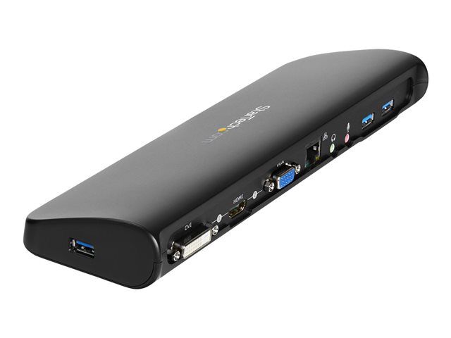 StarTech.com USB 3.0 Docking Station with HDMI and DVI/VGA - Dual Monitor - Universal Laptop Dock - Mac and Windows Compatible (USB3SDOCKHDV) - Docking station - USB - VGA, HDMI - 10Mb LAN - for P/N: ARMBARDUO, ARMBARDUOV, ARMDUAL, ARMDUAL30, ARMDUALV, ARMSLIMDUO