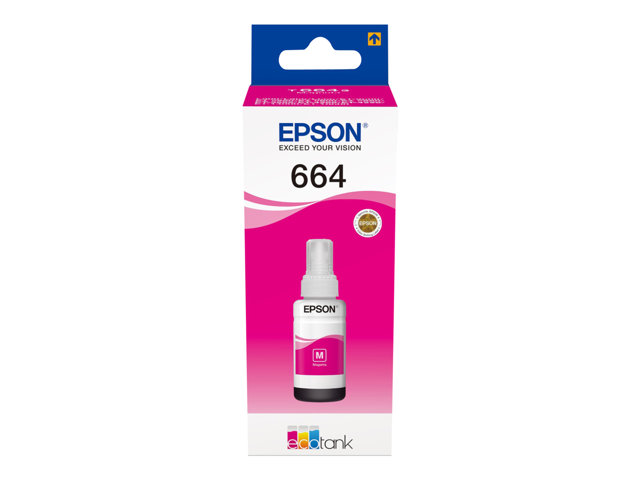 Epson T6643 - 70 ml - magenta - original - ink refill - for EcoTank ET-14000, ET-16500, ET-2500, ET-2550, ET-2600, ET-2650, ET-3600, ET-4500, ET-4550