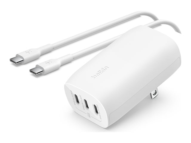 Belkin BoostCharge - Power adapter - PPS technology - 67 Watt - 3.25 A - PD 3.0, Power Delivery 3.1 - 3 output connectors (24 pin USB-C) - white