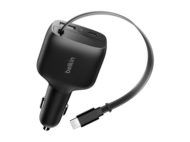 75W 2-Port with Retractable USB-C cable Car Charger