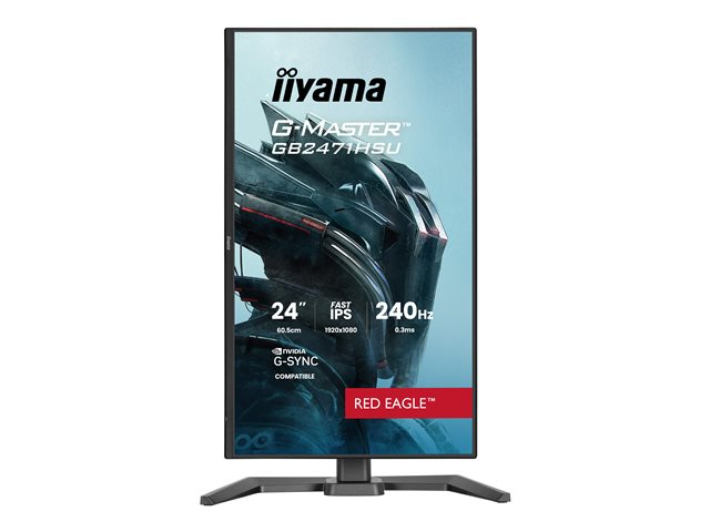24\"WIDE LCD, G-Master Red Eagle, 1920 x 1080, 240 Hz Fast IPS panel, LED Bl., USB-Hub (1xOut v3.2 + 1xUSB-C(5 Watt)), Pivot, Height Adjust.(15cm), 350 cd/m², 1000:1 Static Contrast, 80.000.000:1 ACR, Speakers, DisplayPort(G-SYNC Compatible), HDMI(2x)