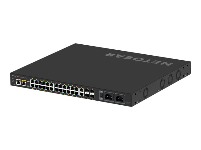 NETGEAR AV Line M4250-26G4F-PoE++ - Switch - L3 - Managed - 24 x 10/100/1000 (PoE++) + 2 x 10/100/1000 + 4 x 1000Base-X SFP - side to side airflow - rack-mountable - PoE++ (1440 W)