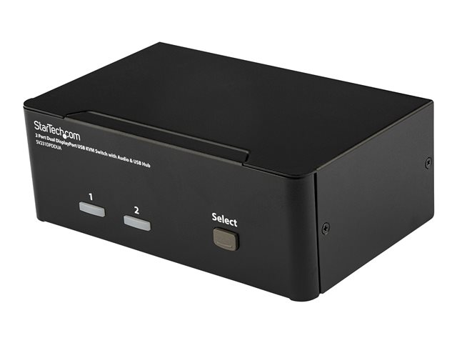 StarTech.com Dual Monitor DisplayPort KVM Switch - 2 Port - USB 2.0 Hub - Audio and Microphone - DP KVM Switch (SV231DPDDUA) - KVM / audio switch - 2 x KVM / audio - 1 local user - desktop - for P/N: IM12D1500P, SVA12M2NEUA, SVA12M5NA