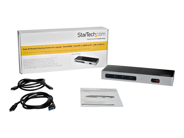StarTech.com Dual 4K Dock - Mac and Windows - USB-A & USB-C - DP & HDMI (DK30A2DH) - Docking station - USB-C / Thunderbolt 3 - 2 x HDMI - 1GbE - for P/N: ARMBARDUO, ARMBARDUOV, ARMDUAL30, ARMDUALV, ARMSLIMDUO, DK30ADD, SVA20N2NEUA, TB33A1C
