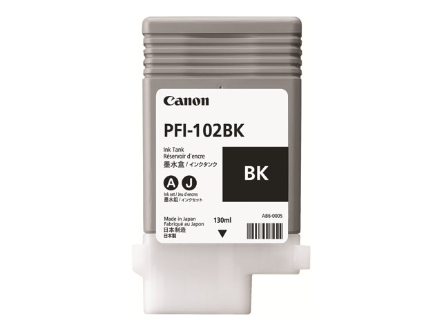 Canon PFI-102 BK - 130 ml - black - original - ink tank - for imagePROGRAF iPF510, iPF605, iPF650, iPF655, iPF710, iPF720, iPF750, iPF755, LP17, LP24