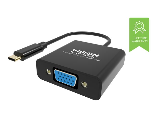 VISION Professional installation-grade USB-C to VGA adapter - LIFETIME WARRANTY - plugs into USB-C and has full-sized VGA socket - maximum resolution 2560 x 1600 @ 60 hz - USB-C 3.1 (M) to VGA (F) - driver built into adaptor - black