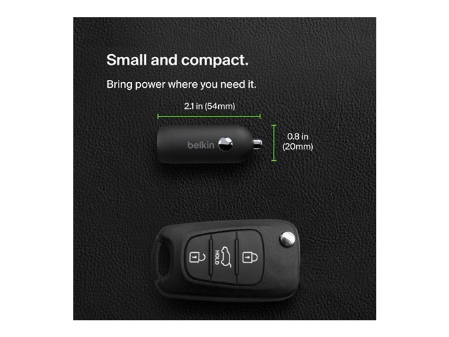 Belkin BoostCharge - Car power adapter - 30 Watt - 3 A - Fast Charge, Power Delivery 3.1 (24 pin USB-C) - black