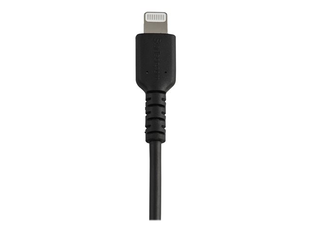 StarTech.com 12 in(30cm) Durable Black USB-A to Lightning Cable, Heavy Duty Rugged Aramid Fiber USB Type A to Lightning Charger/Sync Power Cord, Apple MFi Certified iPad/iPhone 12 Pro Max - iPhone 7/8/11/11 Pro - Lightning cable - USB male to Lightning male - 30 cm - black
