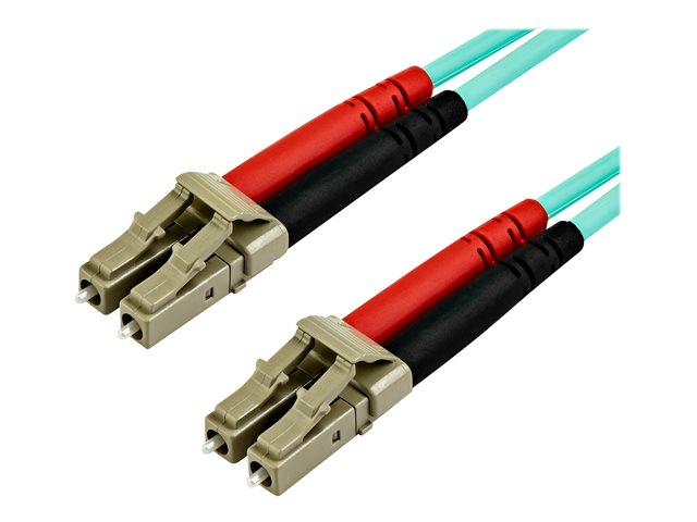 StarTech.com 15 m OM4 LC to LC Multimode Duplex Fiber Optic Patch Cable- Aqua - 50/125 - Fiber Optic Cable - 40/100Gb - LSZH (450FBLCLC15) - Patch cable - LC multi-mode (M) to LC multi-mode (M) - 15 m - fibre optic - duplex - 50 / 125 micron - OM4 - aqua