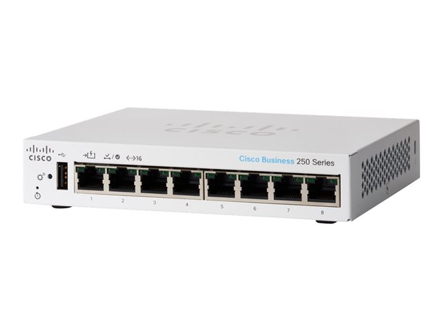 Cisco Business 250 Series CBS250-8T-D - Switch - L3 - smart - 8 x 10/100/1000 - desktop