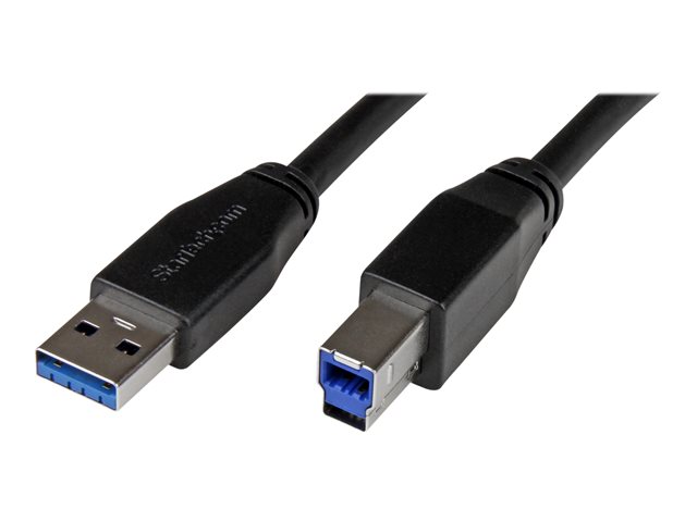 StarTech.com 5m 15 ft Active USB 3.0 USB-A to USB-B Cable - M/M - USB A to B Cable - USB 3.1 Gen 1 (5 Gbps) (USB3SAB5M) - USB cable - USB Type B (M) to USB Type A (M) - USB 3.0 - 5 m - molded - black - for P/N: ST1030USBM