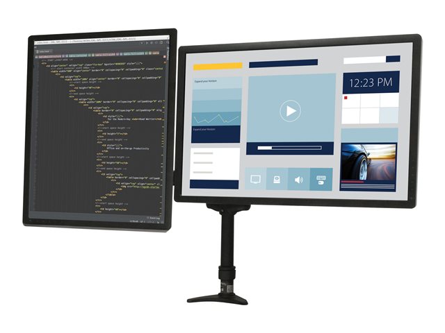 StarTech.com Desk Mount Dual Monitor Arm - Articulating - Supports Monitors 12\" to 24\" - Adjustable VESA Monitor Arm - Grommet or Desk Mount - Black (ARMDUAL) - Mounting kit - adjustable arm - for 2 LCD displays - plastic, steel - black - screen size: 12\"-24\" - desk-mountable - for P/N: ACCSMNT, ARMSTSLG, DK30A2DH, DK30C2DAGPD, DK30C2HAGPD, TB3DK2DPM2, TB3DK2DPPD