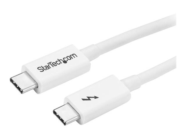 StarTech.com 3.3ft (1m) Thunderbolt 3 Cable, 20Gbps, 100W PD, 4K Video, Thunderbolt-Certified, Compatible w/ TB4/USB 3.2/DisplayPort - Thunderbolt cable - 24 pin USB-C (M) to 24 pin USB-C (M) - USB 3.1 Gen 2 / Thunderbolt 3 / DisplayPort 1.2 - 1 m - 4K support - white - for P/N: CDP2HDUACP, CDP2HDUACPW