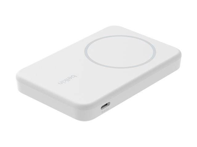 Belkin - Wireless power bank - magnetic with Qi2 - 8000 mAh - 15 Watt - Fast Charge (24 pin USB-C) - on cable: USB-C - white
