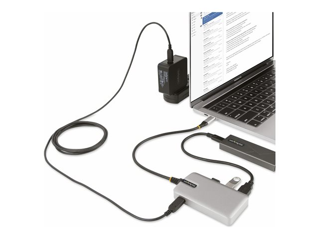 StarTech.com 4-Port USB-C Hub with USB-C DP Alt Mode Video Output 4K 60Hz, 3x USB-A, 1x USB-C, 100W Power Delivery Pass-Through, USB 3.2 Gen 2 (10Gbps), Portable USB Type-C to USB Type-A/C - 1ft (30cm) Host Cable (HB31C3A1CDPPD3) - Hub - 1 x USB-C +