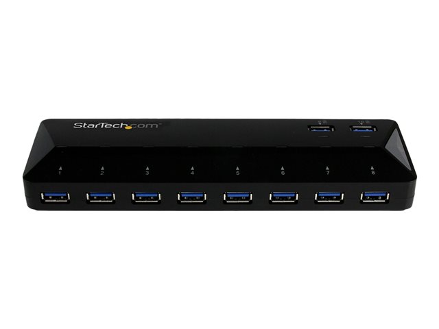 StarTech.com 10 Port USB 3.0 Hub with Charge & Sync Ports - 8 x USB-A, 2 x USB-A Fast Charge Ports - Multi Port Powered USB Hub (ST103008U2C) - USB peripheral sharing switch - 10 x SuperSpeed USB 3.0 - desktop - for P/N: DKWG30DPHPD, DKWG30DPHPDU, TB33A1C, USB312SAT3CB, USB315CB2M, USBLTM1MBK, USBLTM1MWH
