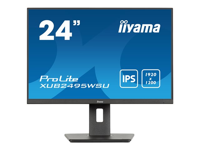 iiyama ProLite XUB2495WSU-B7 - LED monitor - 24\" (24.1\" viewable) - 1920 x 1200 WUXGA @ 75 Hz - IPS - 300 cd/m² - 1000:1 - 4 ms - HDMI, DisplayPort - speakers - black, matte