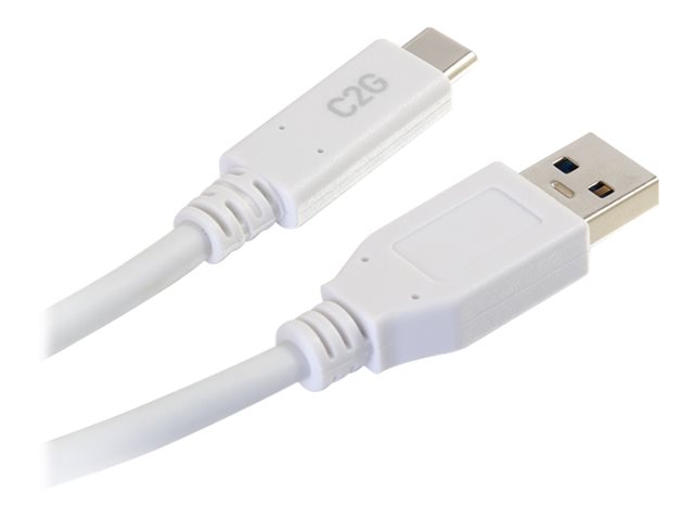 C2G 10ft USB C 3.0 to USB Cable - USB C to USB A - M/M - USB-kabel - USB type A (M) naar 24 pin USB-C (M) - USB 3.1 - 30 V - 3 A - 3.05 cm - wit
