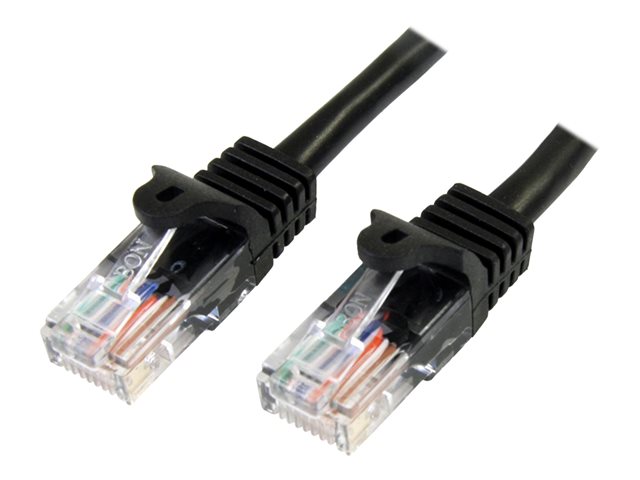 StarTech.com 0.5m Black Cat5e / Cat 5 Snagless Ethernet Patch Cable 0.5 m - Patch cable - RJ-45 (M) to RJ-45 (M) - 50 cm - UTP - CAT 5e - stranded, snagless - black