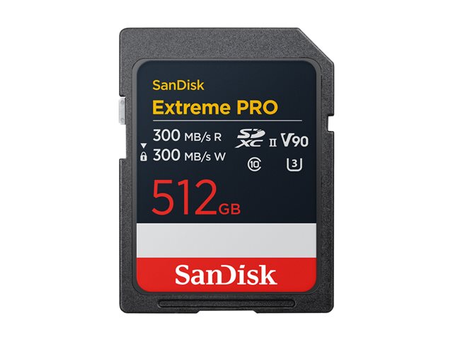 SanDisk Extreme Pro - Flash memory card - 512 GB - Video Class V90 / UHS-II U3 / Class10 - SDXC UHS-II