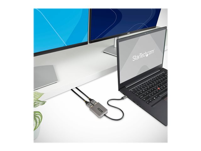 StarTech.com USB-C to Dual HDMI MST HUB, Dual HDMI 4K 60Hz, USB Type C Multi Monitor Adapter for Laptop w/ 1ft (30cm) cable, DP 1.4 Multi-Stream Transport Hub, USB Type C to 2x HDMI Ports - USB-C to HDMI Splitter (MST14CD122HD) - Adapter - 24 pin USB-C male to HDMI female - grey