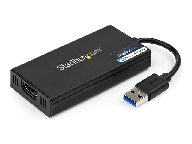 StarTech.com USB 3.0 to HDMI Adapter, 4K 30Hz Ultra HD, DisplayLink Certified, USB Type-A to HDMI Display Adapter Converter for Monitor, External Video & Graphics Card, Mac & Windows - USB to HDMI Adapter (USB32HD4K) - Adapter cable - TAA Compliant - USB Type A male to HDMI female - 20 cm - black - USB power + audio - for P/N: HDDVIMM3, HDMM12, HDMM15, HDMM1MP, HDMM2MP, HDMM3, HDMM3MP, HDMM50A, HDMM6, HDPMM50