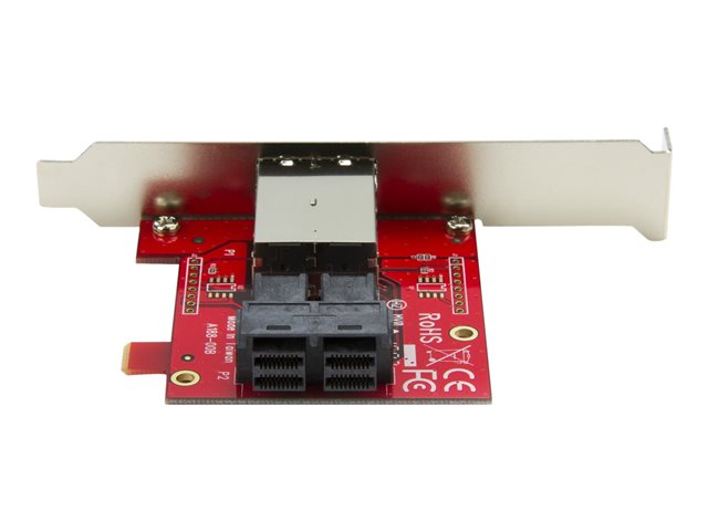 StarTech.com Mini-SAS Adapter - Dual SFF-8643 to SFF-8644 - with Full and Low-Profile Brackets - 12Gbps - SAS internal to external panel - SAS 12Gbit/s - 4 x Mini SAS HD (SFF-8643) (F) to 36 pin 4x Mini SAS HD (SFF-8644) (F)