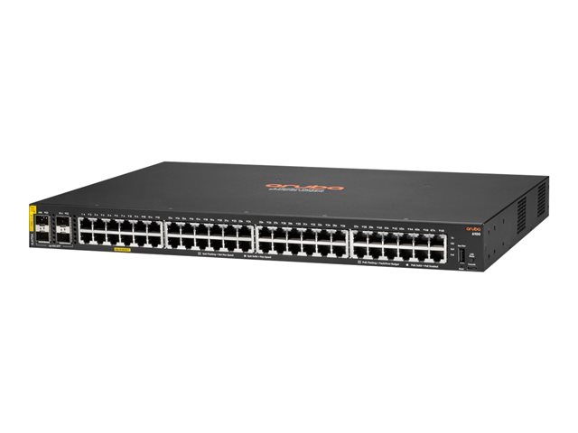 HPE Aruba 6100 48G Class4 PoE 4SFP+ 370W Switch - Switch - Managed - 48 x 10/100/1000 (PoE+) + 4 x 1 Gigabit / 10 Gigabit SFP+ - side to side airflow - rack-mountable - PoE+ (370 W)