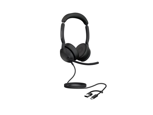 Jabra Evolve2 50 UC Stereo - Headset - on-ear - wired - active noise cancelling - USB-C, USB-A - UC certified