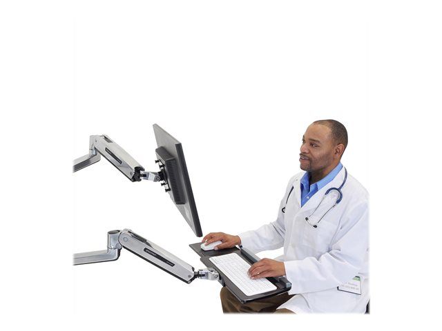 Ergotron LX - Mounting kit (sit-stand arm, extension, base, keyboard tray, slide-out mouse tray, wrist rest, mouse holder) - for keyboard / mouse - polished aluminium - wall-mountable - for P/N: 45-353-026