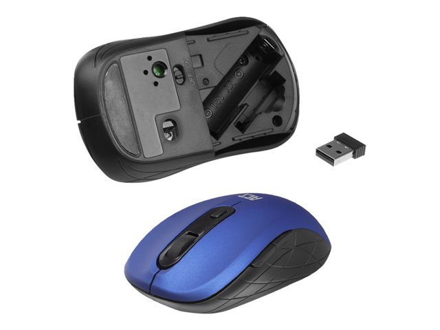 Muis - rechts- en linkshandig - optisch - 4 knoppen - draadloos - 2.4 GHz - USB draadloze ontvanger - blauw - hangdoos