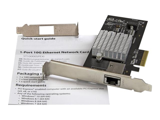 StarTech.com 1 Port 10G PCIe Network Card - 10GBase-T / NBASE-T - RJ45 Port - Intel X550 Chipset - Ethernet Card - Network Adapter - Intel NIC Card (ST10000SPEXI) - Network adapter - PCIe 2.0 low profile - 10Gb Ethernet x 1 - black - for P/N: BNDTB10GI, BNDTB210GSFP, BNDTB310GNDP, BNDTB410GSFP, BNDTB4M2E1, BNDTBUSB3142