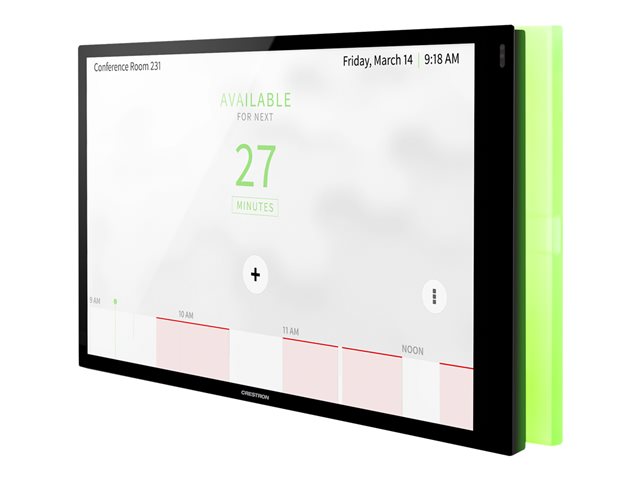 Crestron 10.1 in. Room Scheduling Touch Screen, Black Smooth, includes one TSW-1070-LB-B-S light bar